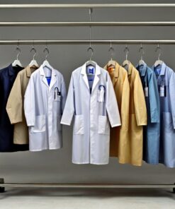 knot button Lab coat
