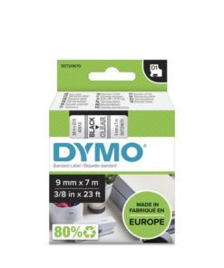 Dymo D1 Tape (9mm x 7m, Black on Clear)