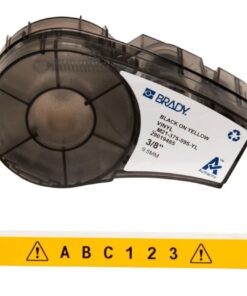 Brady Vinyl Tape M21-375-595-YL, 9.53mm Wide, Black on Yellow, Self-Adhesive, Box of 6.4 m