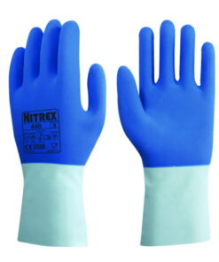 Chemical protective gloves Nitrex 440 L (9) latex, blue, cotton lining inside, pack of 10 pair