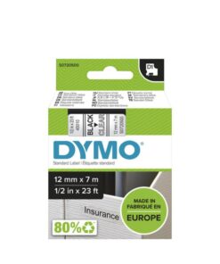 Dymo D1-Tape, 12mm x 7m Black on Clear