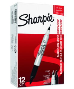 Sharpie® Permanent Marker Twin Tip (2 thicknesses) - box of 12 black
