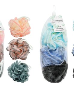 Bath Ball Nylon 3 Pack 2 Assorted Colours