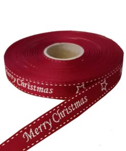 No 190 – Merry Christmas 20mm – Maroon & Cream