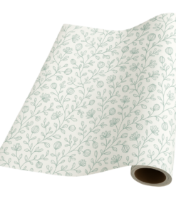 Petals – Moss green on Cream – Giftwrap (50m x 50cm)