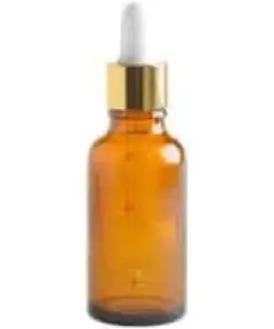 Dropper Bottle, Amber Glass, Gold Pipette Lid