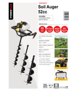 Alternative view of Power Plus Soil Auger 52Cc 1.4Kw (3 Attachments Included)
