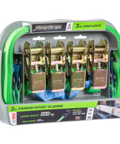 Ratchet Tie Down Standard 3M 4Pc Grn