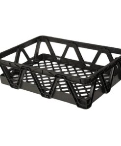 Light Duty Freezer Nesting Crate - Plastic Box - Vented Base and Sides - 65.5 x 46 x 17 cm - Recycled Material - Black - PI-730L-black - (MOQ 500)