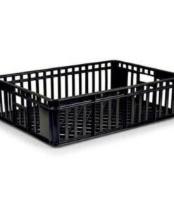 Freezer Stacking Crate - Plastic Box - Vented Base and Sides - 63.5 x 45.5 x 17 cm - Recycled Material - Black - PI-735-black
