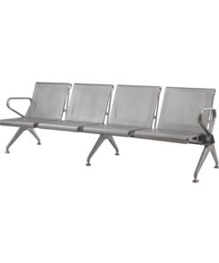 Airport Bench - Public Seating - New Chrome Deluxe - Indoor Use - Flat Packed - Four Seater - 232 x 68 x 78 cm