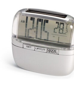 Solar clock with thermometer