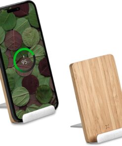 Bamboo & Recycled Aluminium Wireless Charging Phone Stand