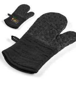 Eco-Friendly Black Padded Cotton Oven Glove (Single)