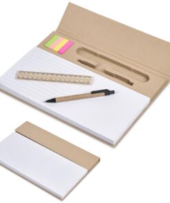 Eco Friendly Paper Desk Pad Stationary Set With Ruler, Pen, Sticky Flags & Notepad