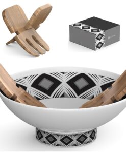 Geo Salad Kitchen Gift Set – Gorgeous Geo Salad Bowl & Afrique Salad Claws in Gift Box