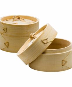 Oriental Steamer 1 Tier With Lid Bamboo 240MM:Dx92MM – MOQ: 48 units
