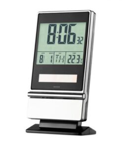 Solar desk clock and calendar – 2 AAA batteries not included -Av