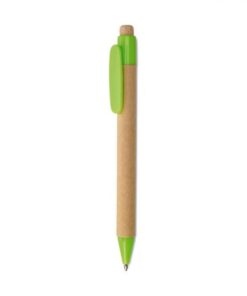 Recycled carton ball pen in recycled carton pouch – blue ink ref