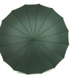 Manual opening sixteen panel umbrella with wooden shaft and hand