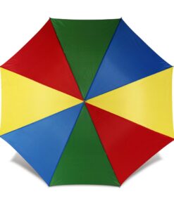 Umbrella with eight multi-colour 190t polyester fabric panels, a