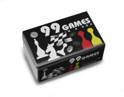Chequers, ludo and dice games in a silver tin box. The score pad