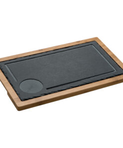 Bamboo serving plate/platter with slate board