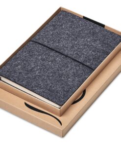 RPET Felt A5 Soft Cover Notebook With Elastic Closure, 140 Lined Pages & Kraft Box