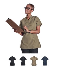 Short Sleeve Ivy Tunic With Animal Print & Mandarin collar – 175g 100% Polyester