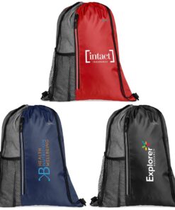 Slazenger Wembley Drawstring Bag With Zipper Front Pocket & Mesh Pocket For Water Bottle