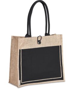 Umi Jute & Cotton Tote With Front Pocket – Heavy Duty Shopper Bag