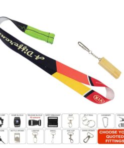 Recycled PET lanyard printed full colour on both sides with lobs